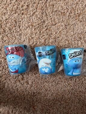 Kids Burger King Smurfs Blue Cups Pack of 3, 2022